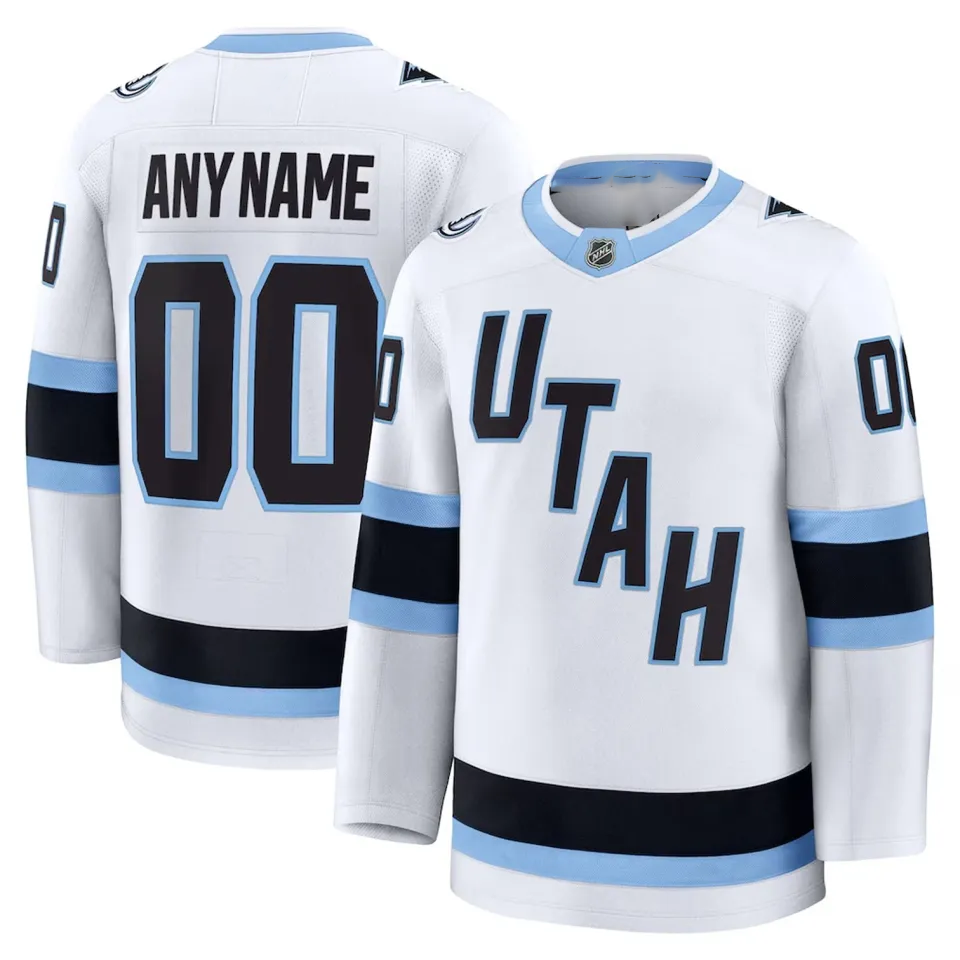 Men's Utah Mammotsh White Away Premium Custom- All Printed Jersey