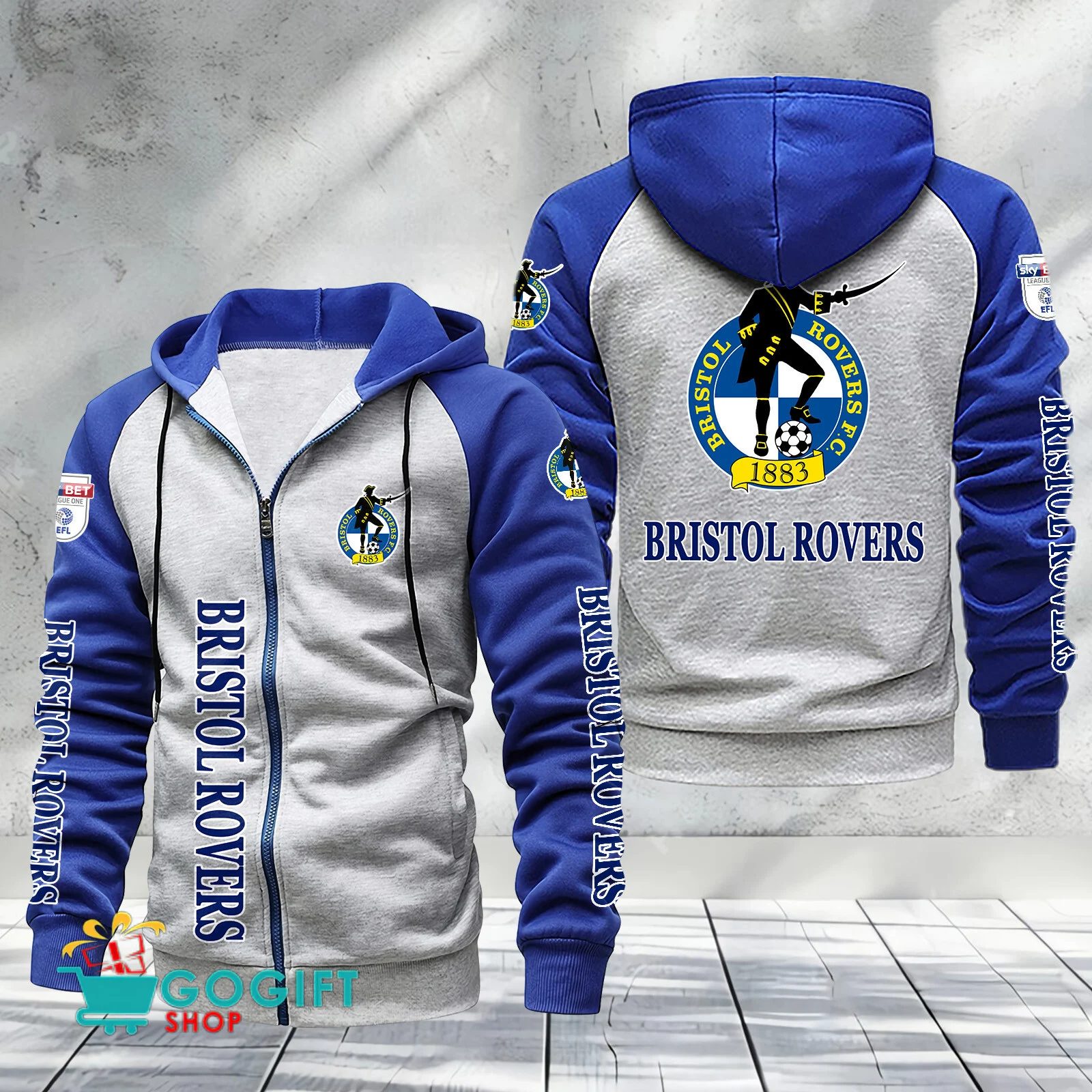 Bristol Rovers FC Sporty Style Raglan Zipper Hoodie
