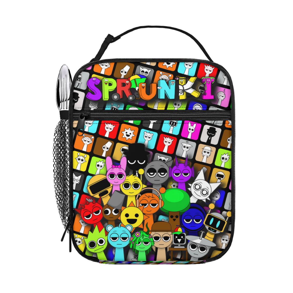 Sprunki Insulated Kids Lunch Bag Waterproof Oxford Tote