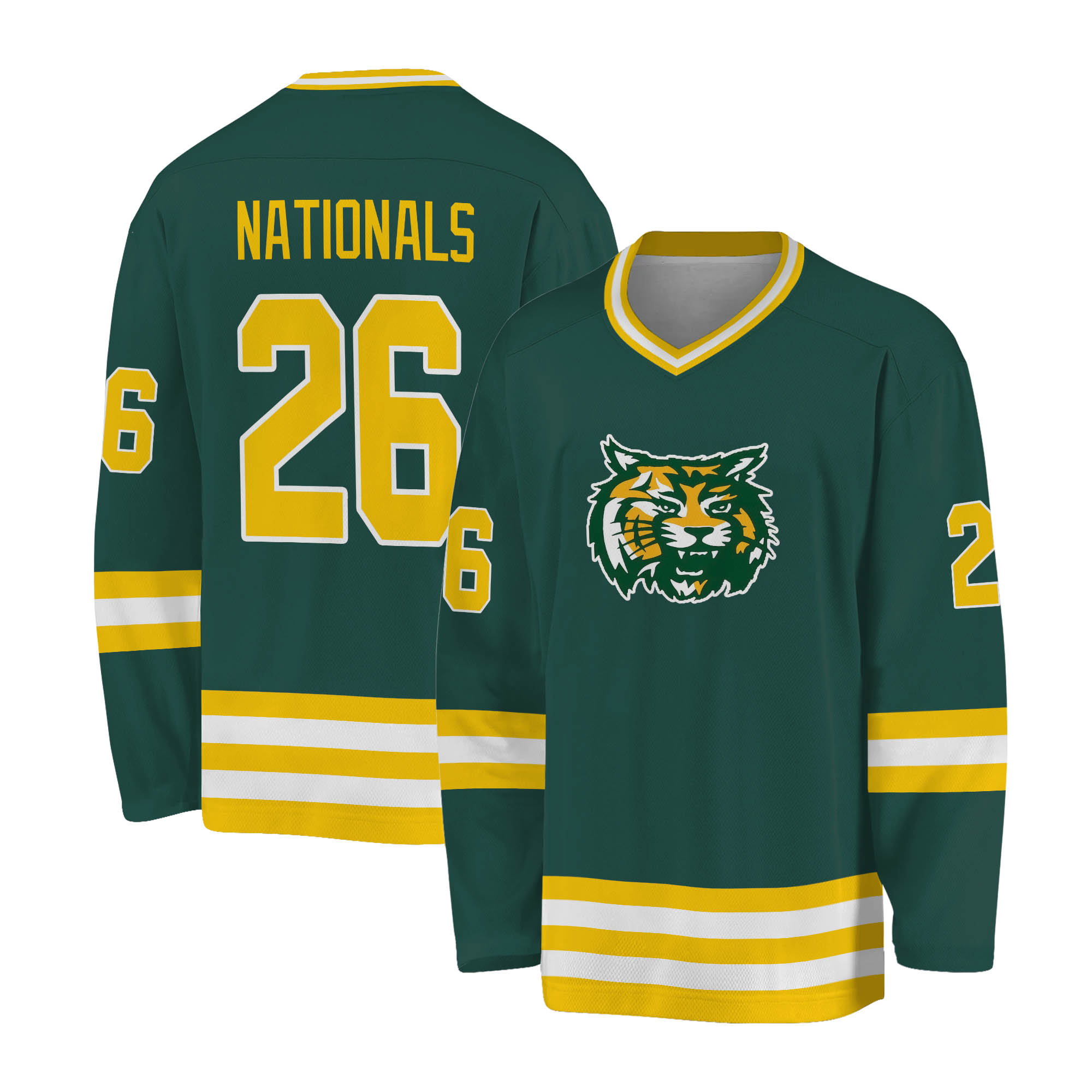 Custom Green Yellow Hockey 3D Print You Name Number Men Women Ice Hockey Jersey Competition Training Jerseys