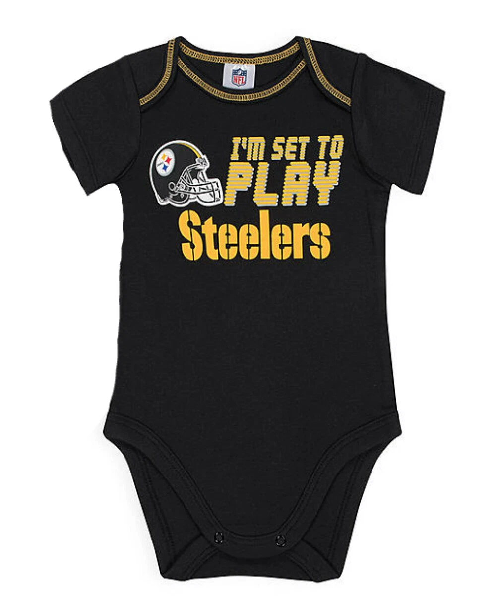 Pittsburgh Football Team Steeler Infant One Piece Bodysuit Creeper - Black