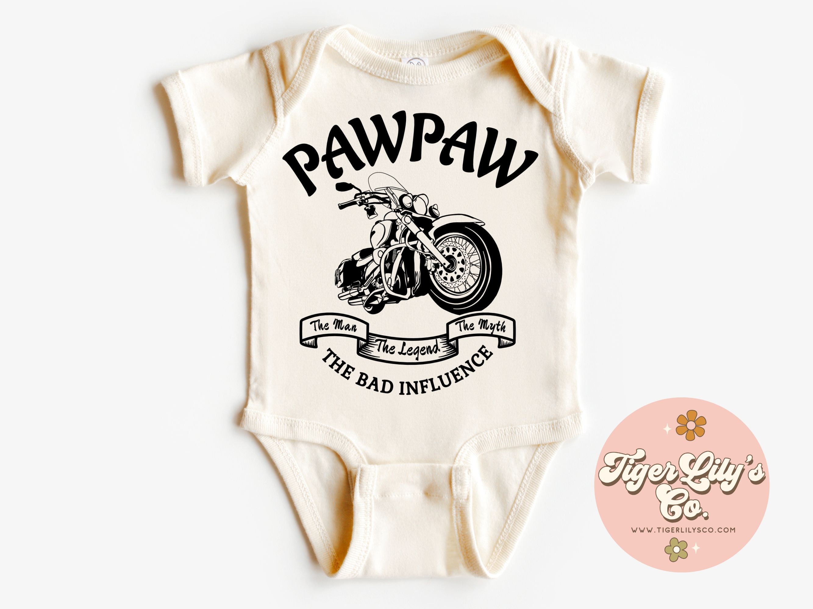 PawPaw The Man the Legend the Myth Motorcycle Baby Onesies - Gift for Grandpa