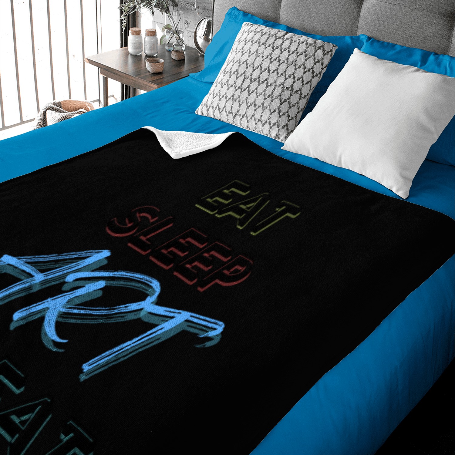 Eat sleep art repeat Baby Blankets