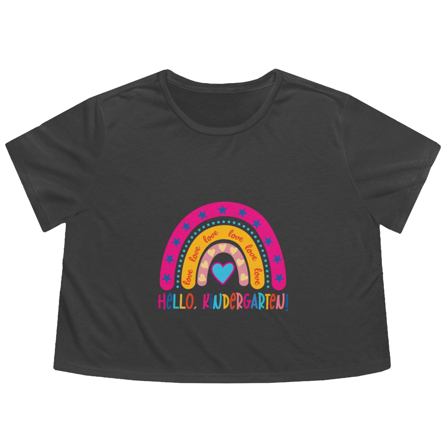 Hello Kindergarten outfit Rainbow First Grade Flowy Cropped Tees