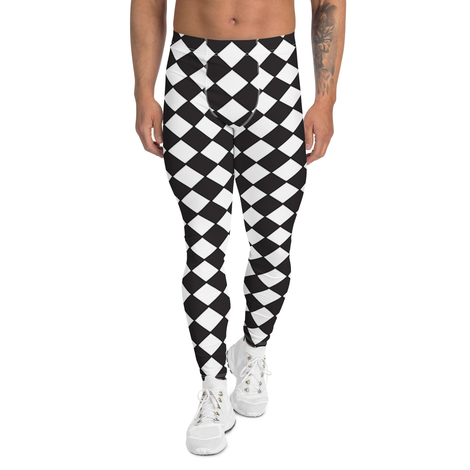 Men's Leggings Harlequin Black and White Meggings