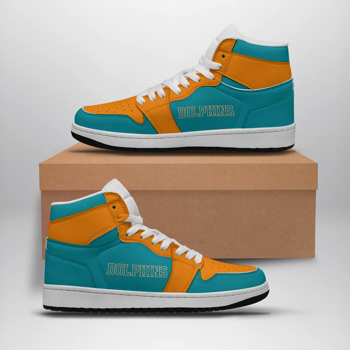 Dolphins Womens High Top Sneakers, Game Day Shoes, Cute Sports Sneakers