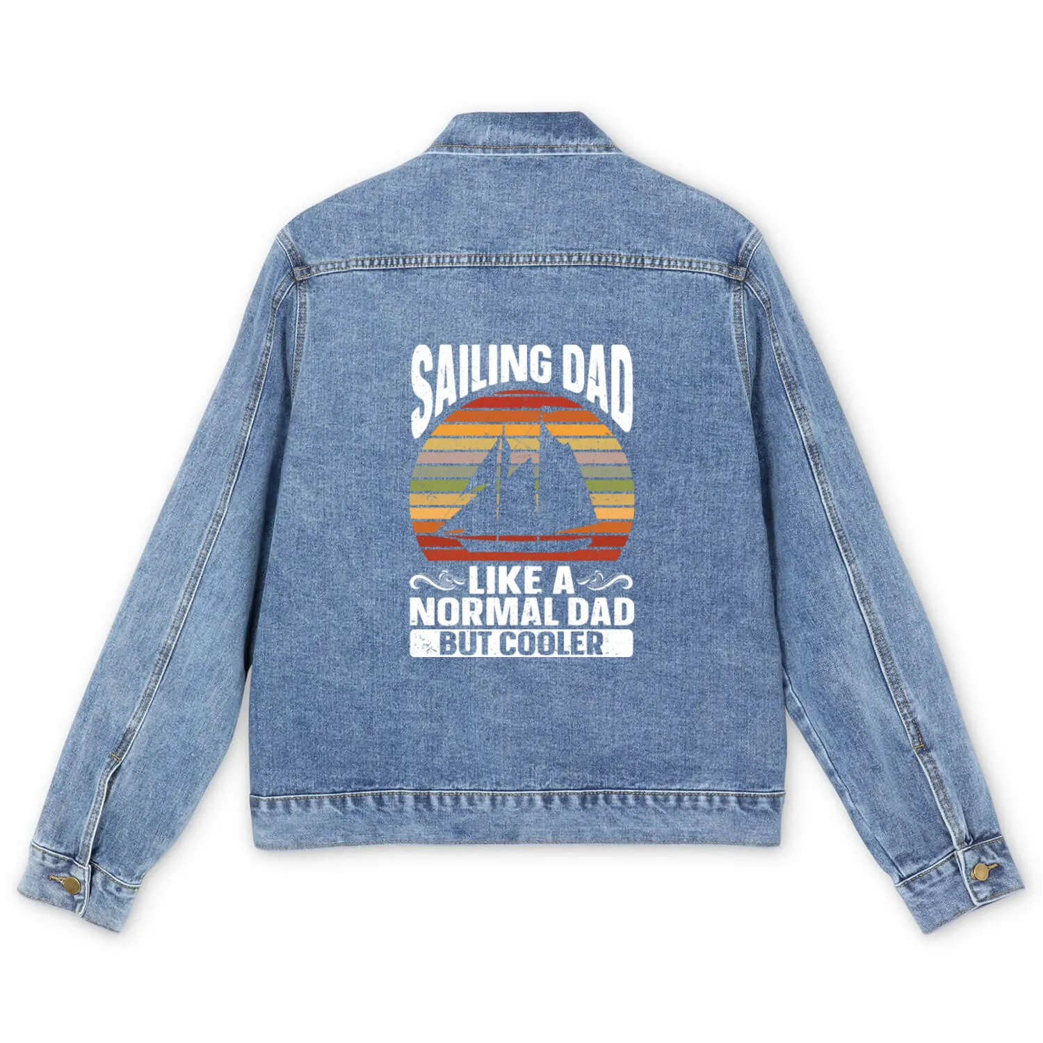Sailing Gift Sailboat Boating Captain Best Sailor Men's Denim Jackets