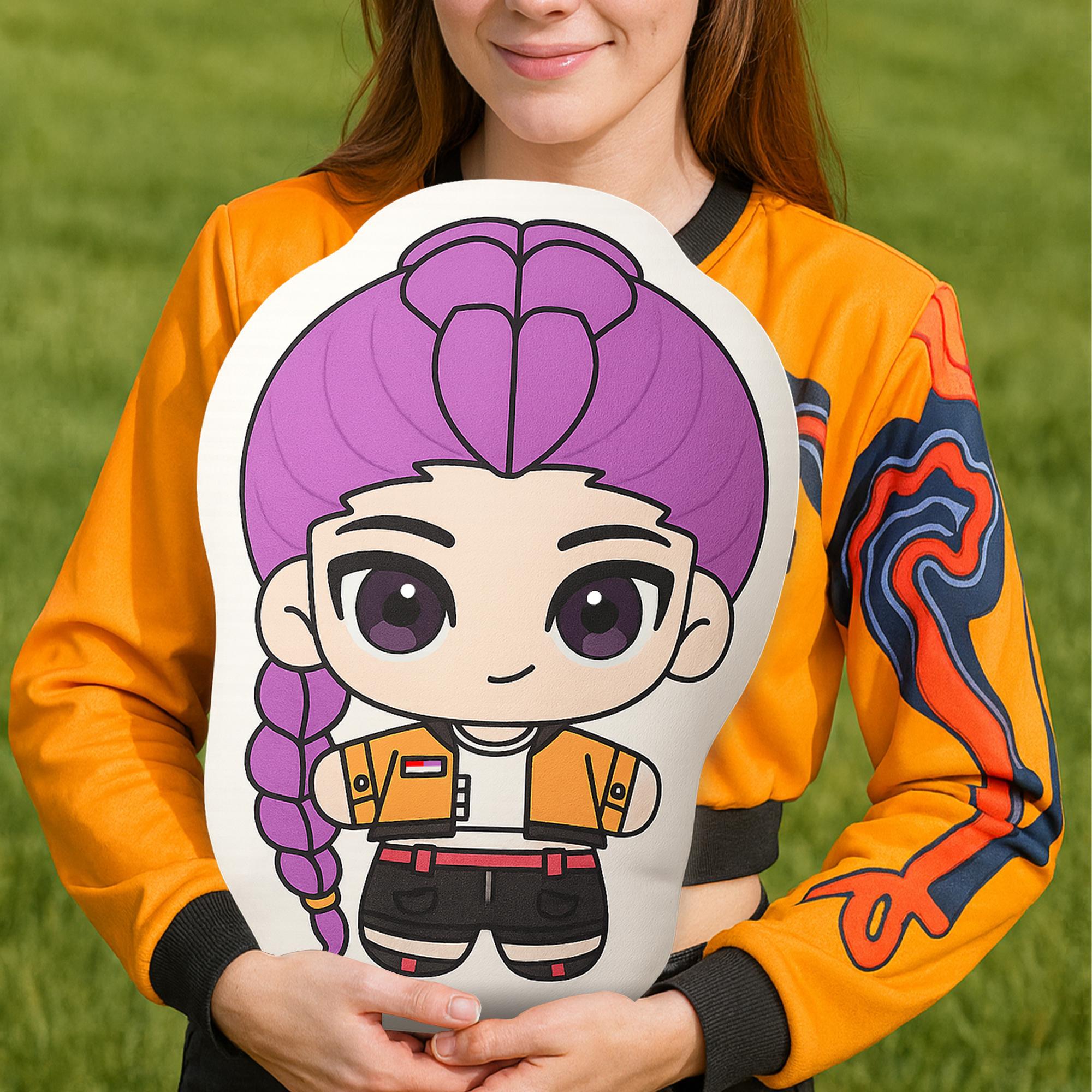 Cartoon Kpop Demon Hunters Plush Pillow, Anime Inspired Stuffed Cushion, Cute Kpop Room Decor, Gift for Fans & Kids, Kpop Fans Birthday Gift