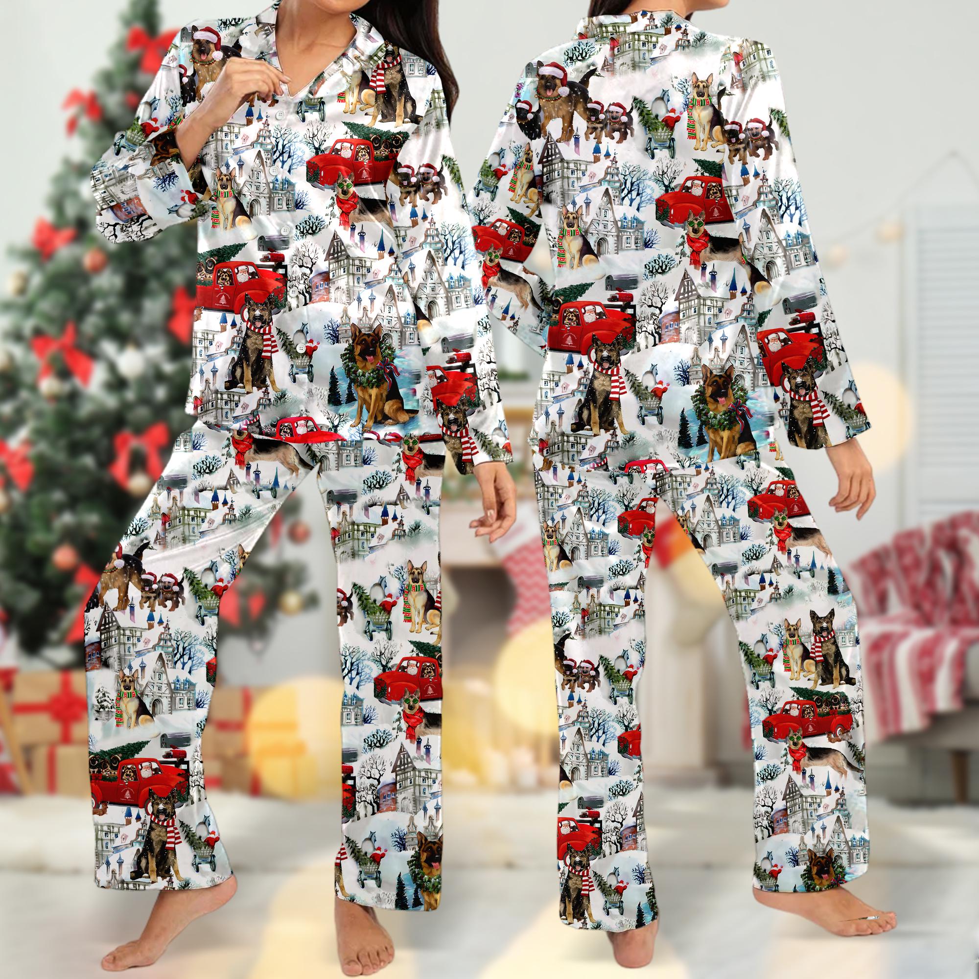 German Shepherd Christmas Pajamas, Santa German Shepherd Pajama Set, Dog Xmas Party Pyjamas, Christmas Holiday Family Shirt