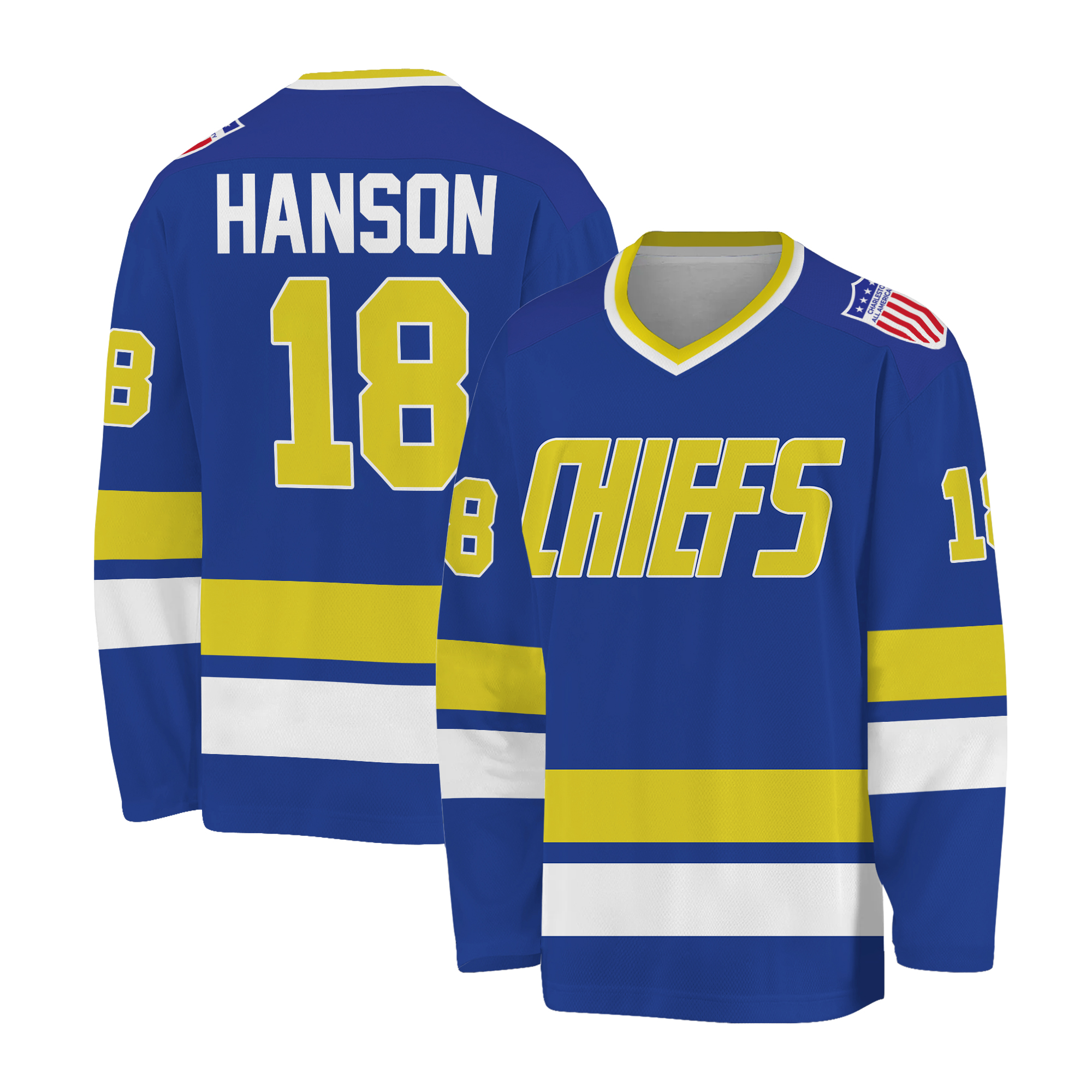 Slap Shot #18 Chiefs Hockey Jersey, Classic movie, hockey fan jersey