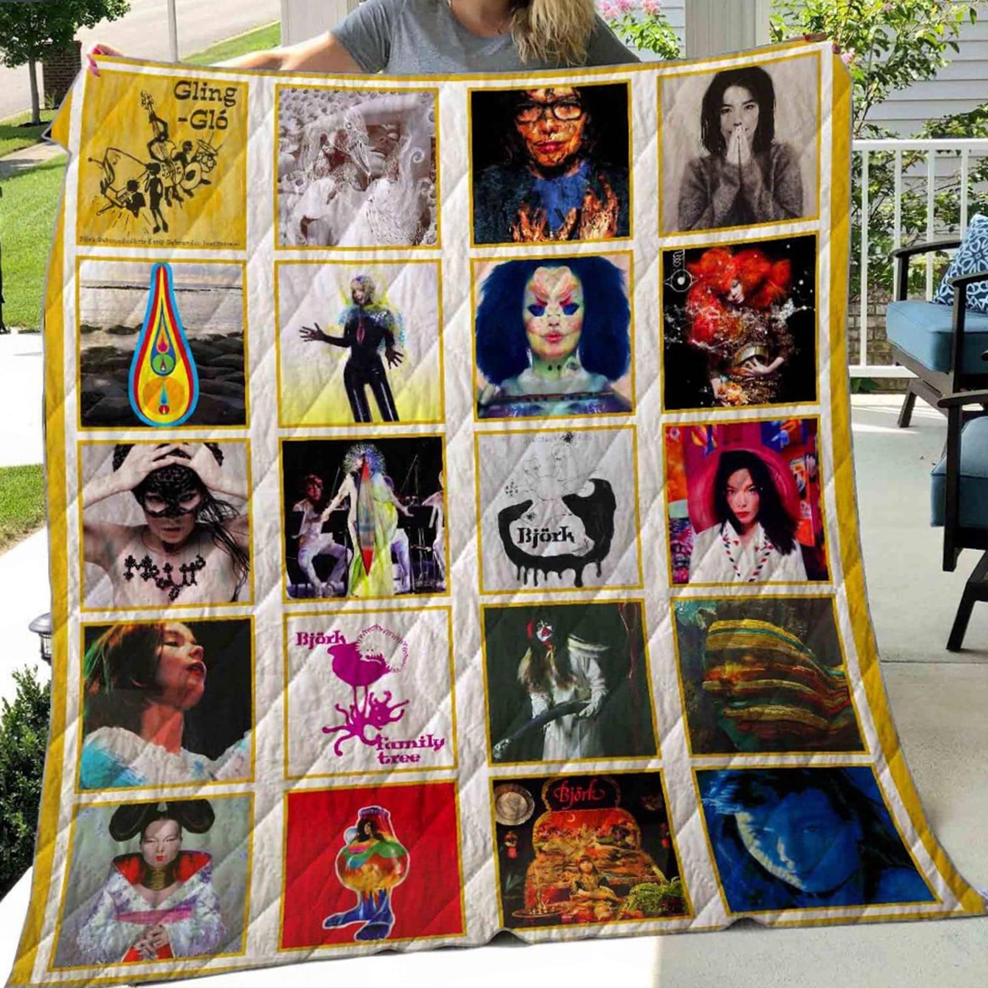 Lover Bjrk Music Quilt Blanket, Vintage Bjrk Music Cozy Quilt Blanket, Music Bedding Blanket, Gift For Fans, Christmas Blanket.