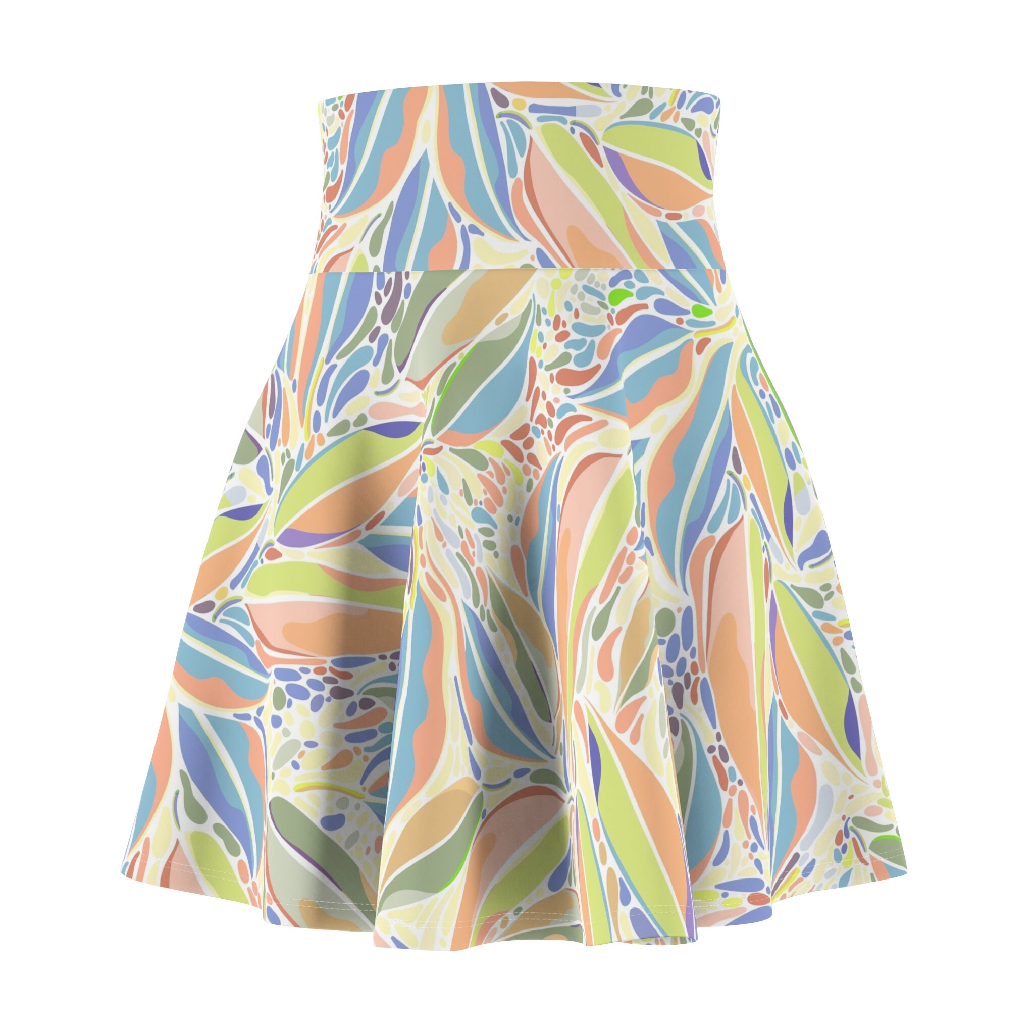 Fun Stylish, Leaves Pattern, Women's Skater Skirt (AOP) in Multicolor B