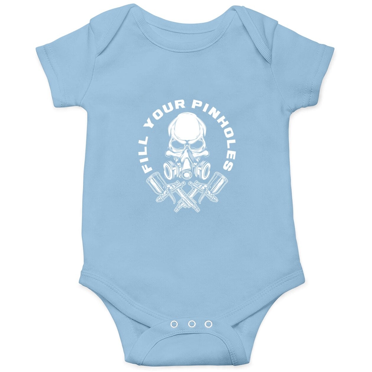 Fill Your Pinholes Skull Funny Automotive Car Painter Baby Bodysuit