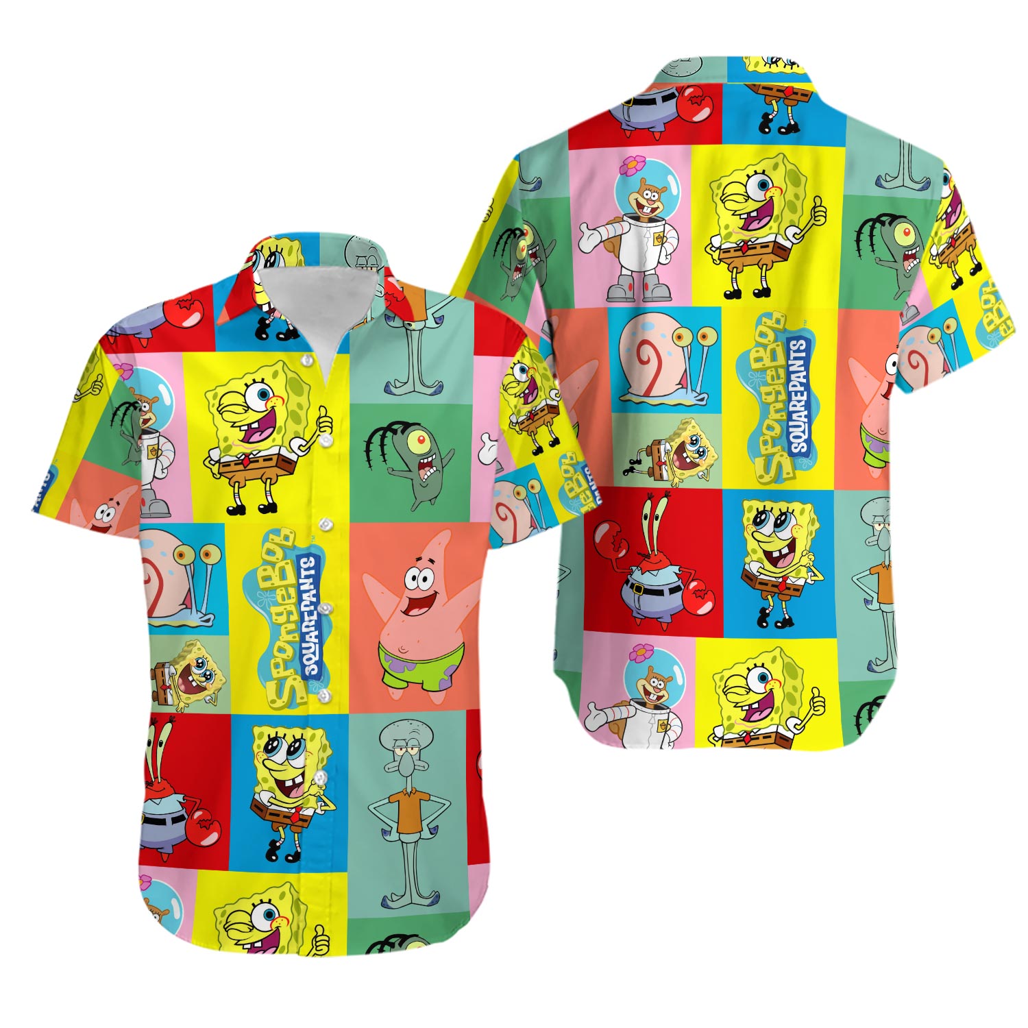 SpongeBob Hawaiian Shirt Casual Button Down Unisex Adults Size S-5XL
