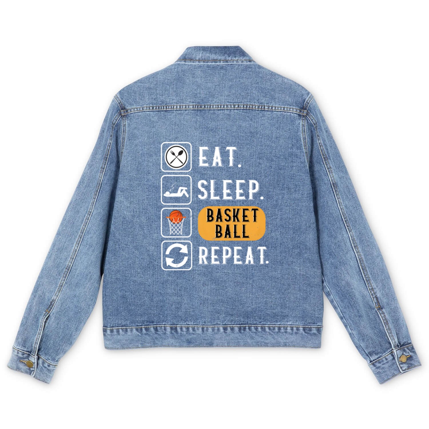 Eat Sleep Baetball Repeat Baetball Men's Denim Jackets