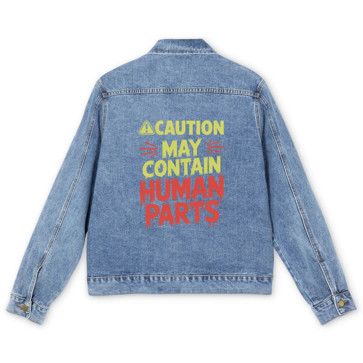 Caution May Contain Human Parts Halloween Men's Denim Jackets