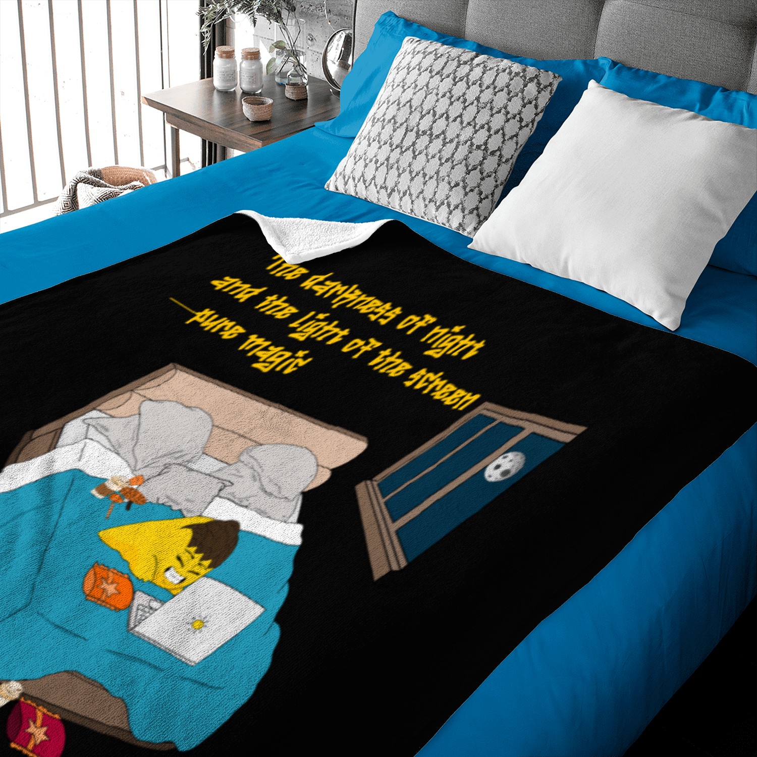 The darkness of night and the light of the screen Baby Blankets