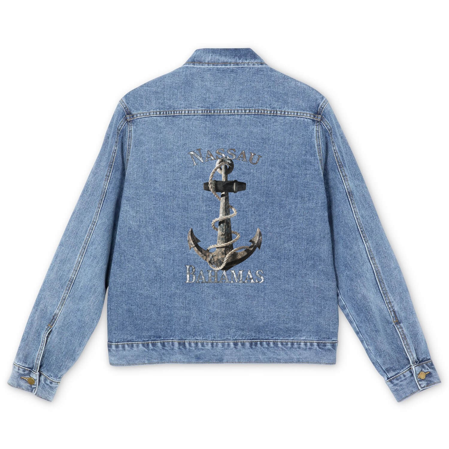 Nassau Bahamas Nautical Anchor Sailing Men's Denim Jackets
