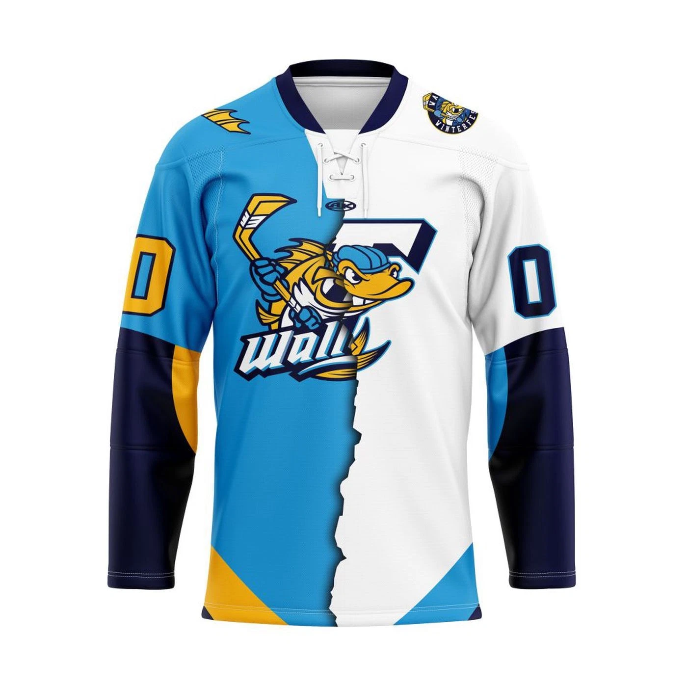 Personalized Toledo Walleye Personalized Mix Design Lace Hockey Shirt