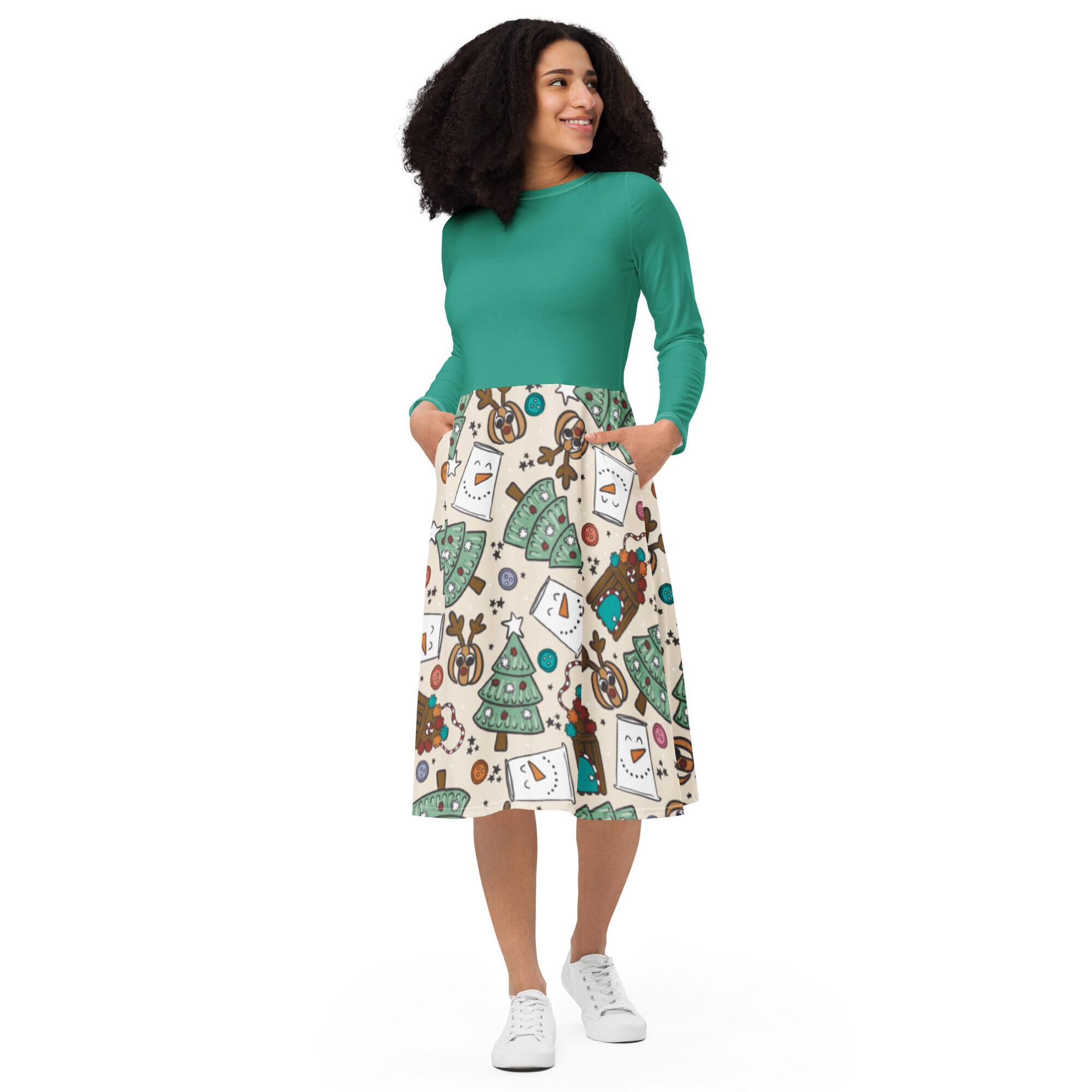 Christmas Crafts long sleeve midi dress | Halloween Costume | Cartoon Cosplay