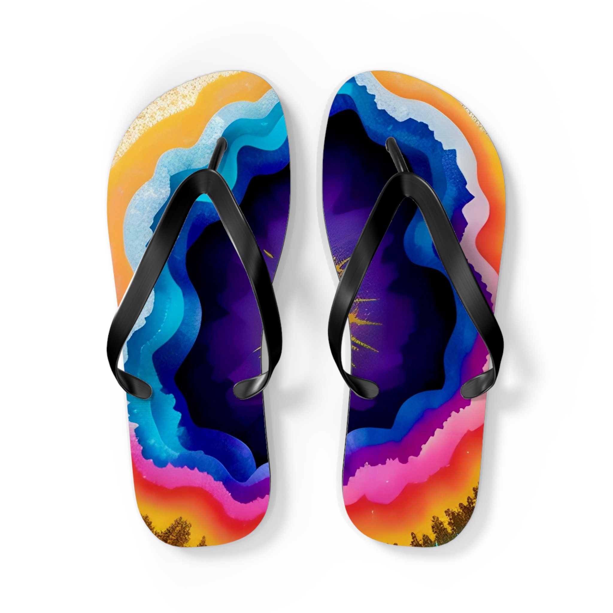 Purple Geode Print Flip Flops