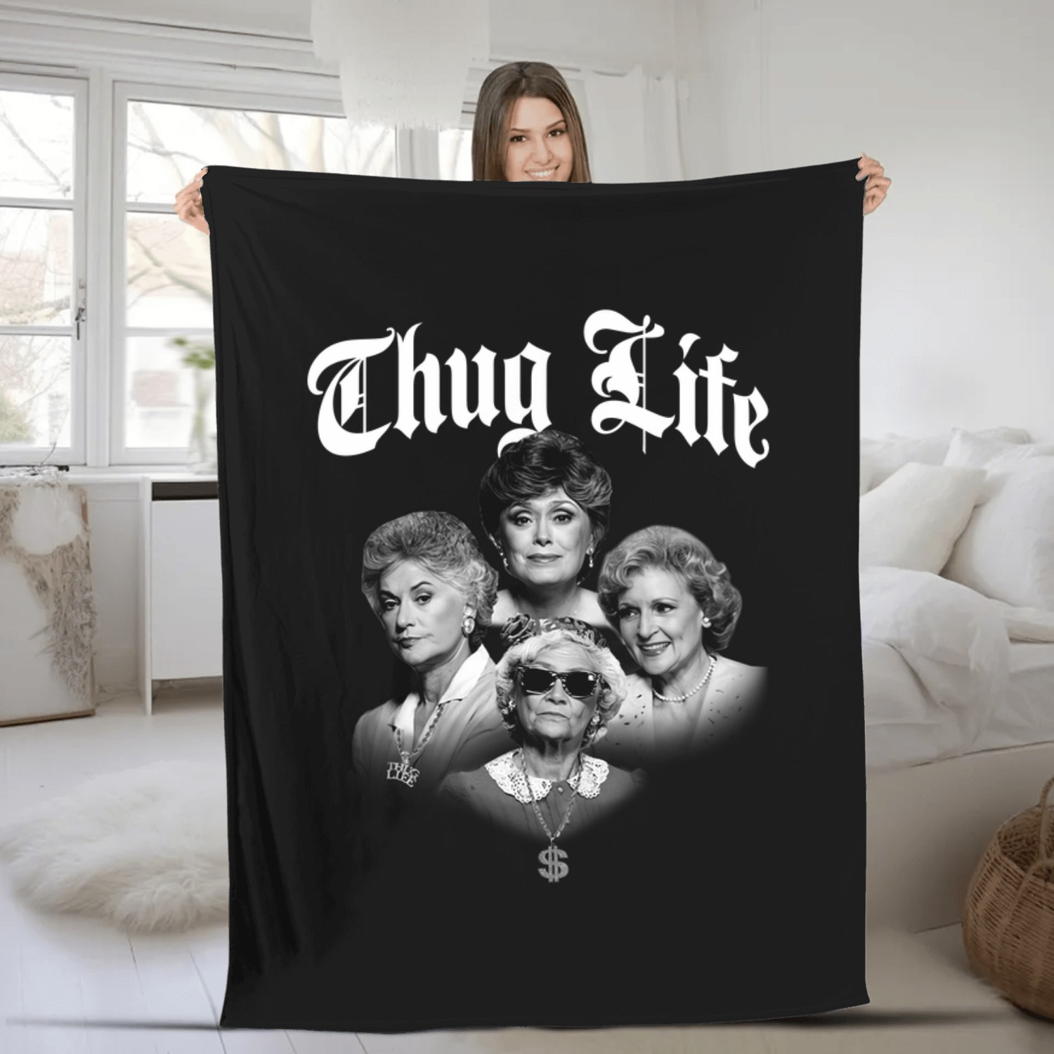 Vintage Girls Golden Thug Life 80's TV Sitcom Lover Fan Gift Fleece Blankets