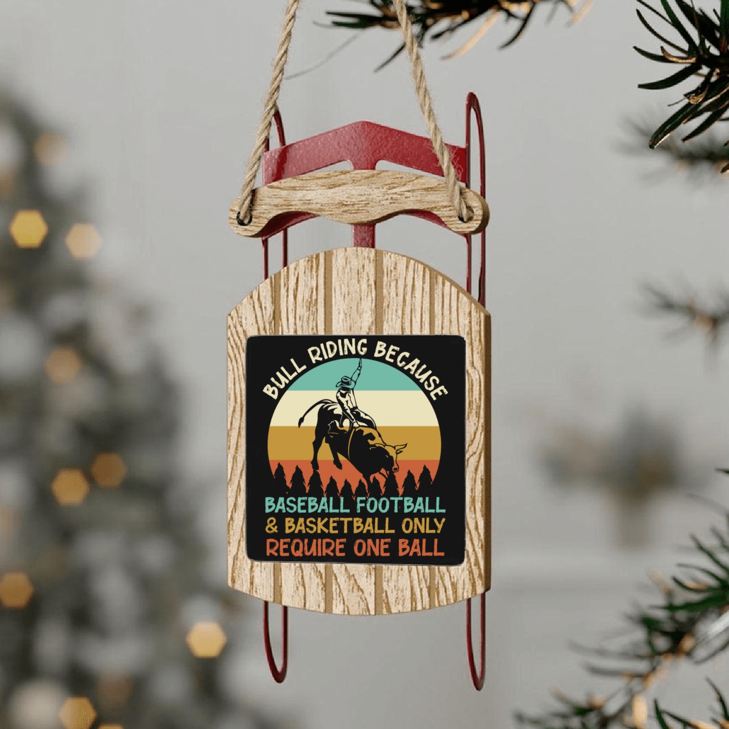 Bull Riding Bull Rodeo Mexico Vintage Sled Ornaments
