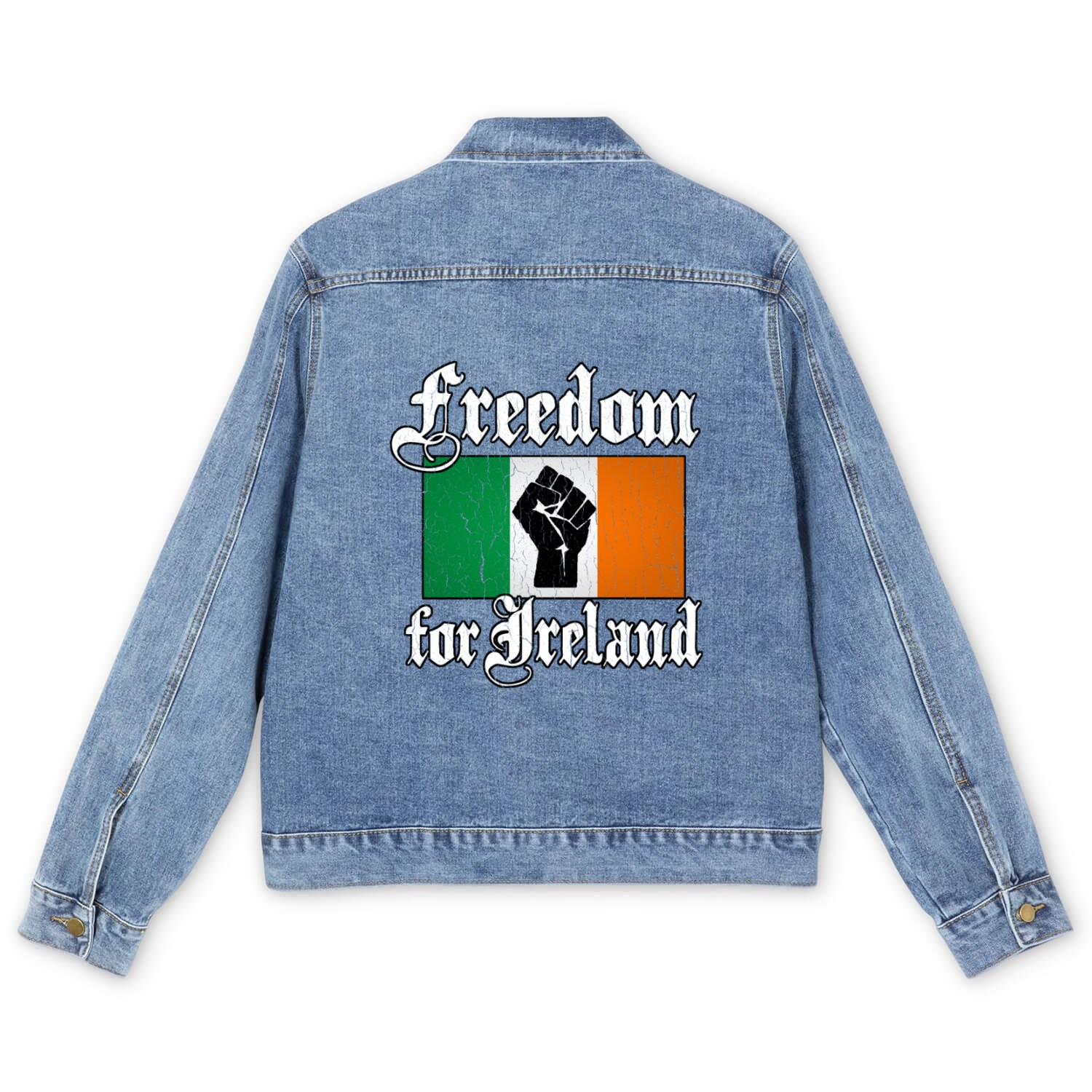 Vintage Irish Flag (distressed design) Men's Denim Jackets