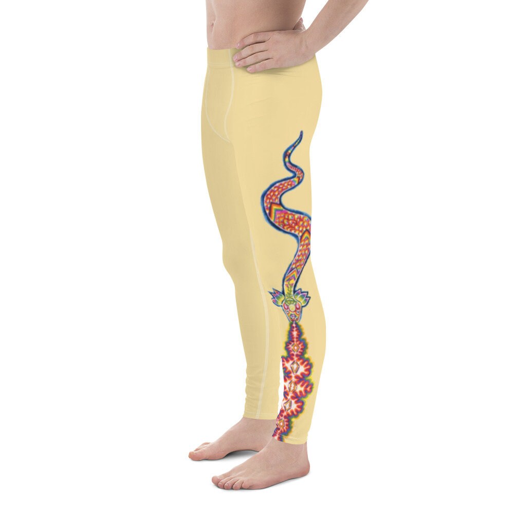 Rainbow Serpent Tan Men's Leggings Painted Snake Leggings