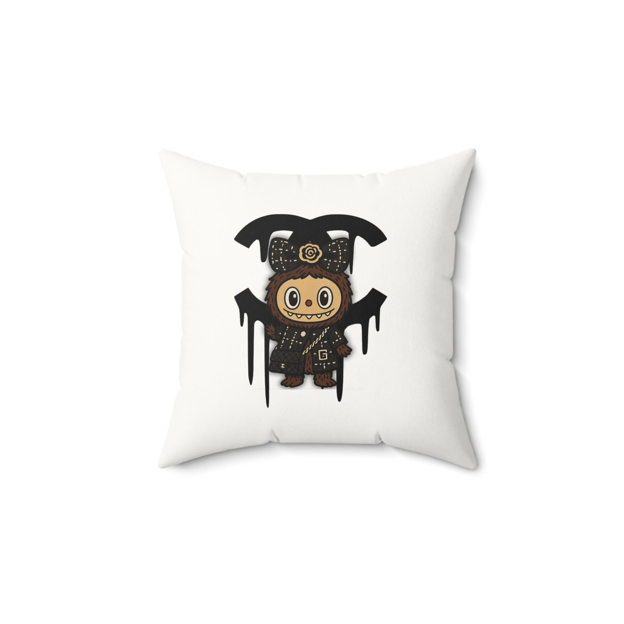 Labubu Faux Suede Pillow Cute Monster Square Throw Pillow Character Home Decor Gift