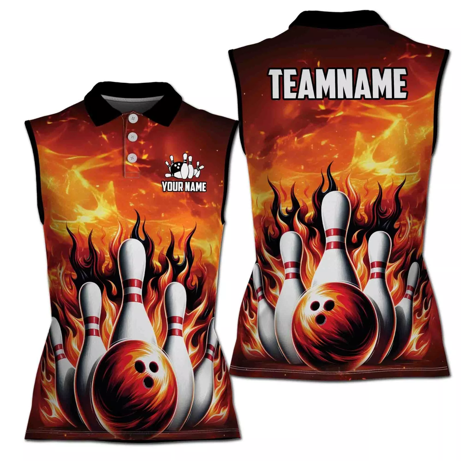 Personalized Play Bowling Hard Fire Bowling Player Women Sleeveless Polo