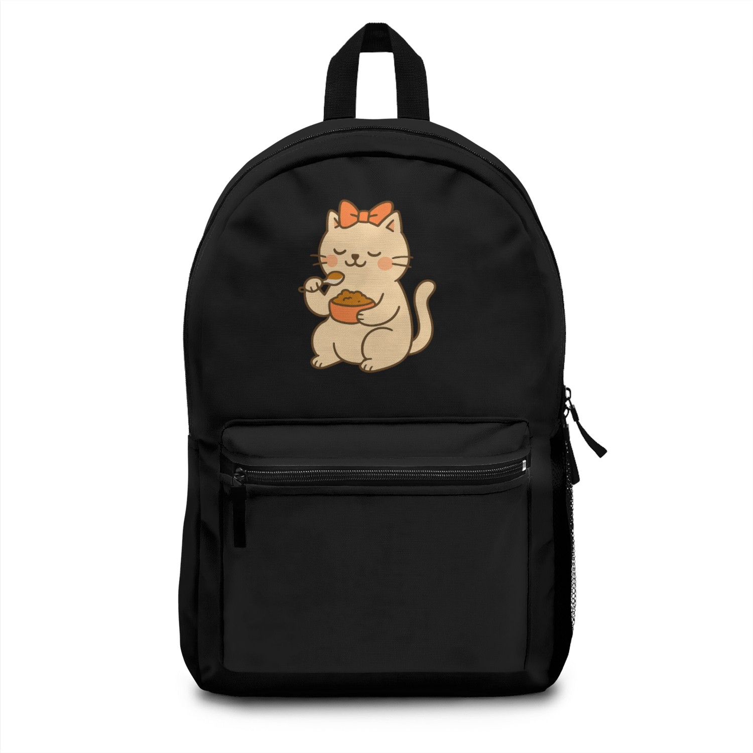 Cute Cat with Bow Eating SoupCute Kawaii Cat Eatin Backpacks