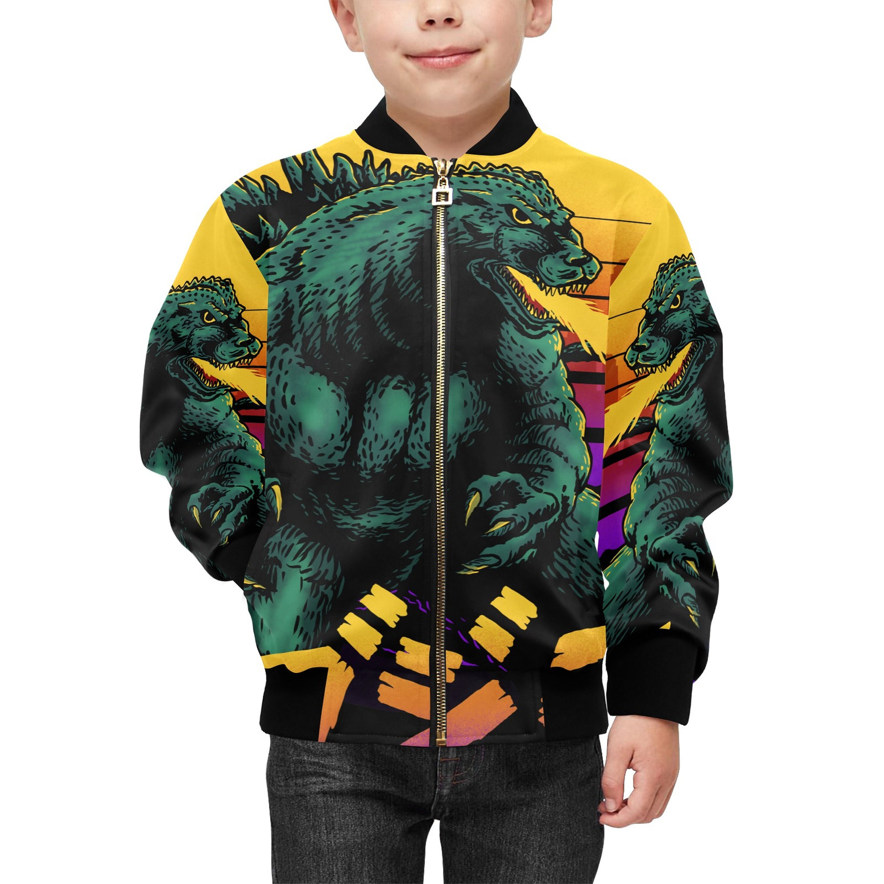 Bomber Jacke mit Taschen god zilla Gojira Kaiju