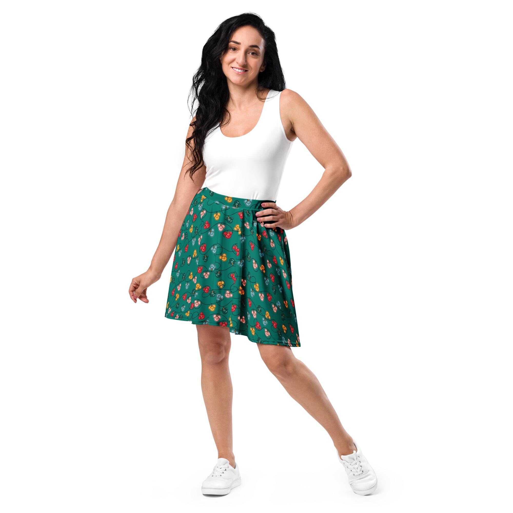 Green Mouse Ornaments Skater Skirt