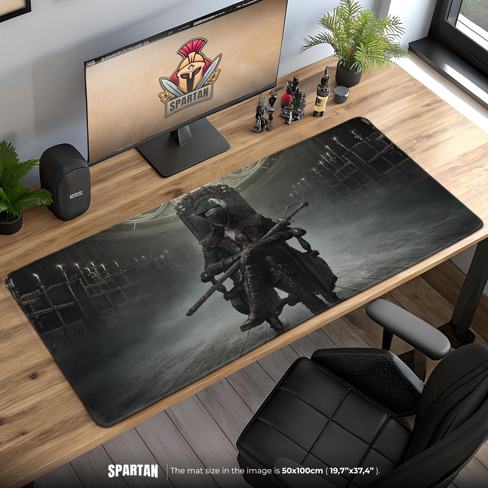 Bloodborne Throne Hunter Desk MatGothic Gaming Desk Mat Dark