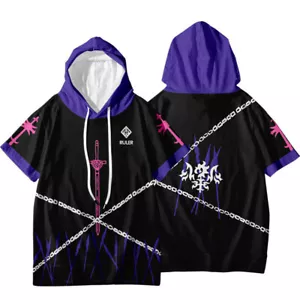 Fate Stay Night Saber Short Sleeve Hoodie Shirt Adult Teens Casual Hooded Tshirt