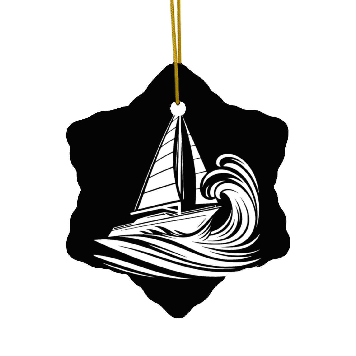 Fast Sailing Boat In Swell Ceramic Ornaments