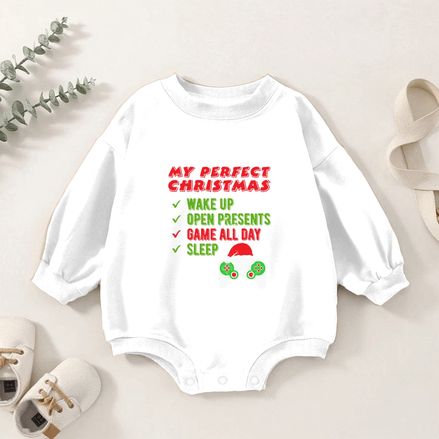Gaming My Perfect Christmas Game All Day Santa Baby Romper Sweatshirts