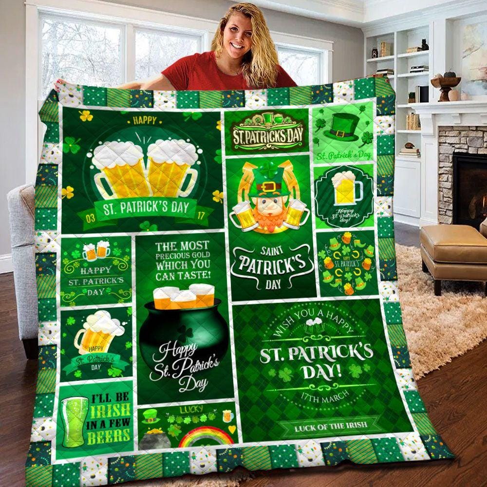 St Patrick's Day For The Irish Quilt - Irish Shamrock Quilt, St Patty Day Quilt Full Size Throw Twin Queen King