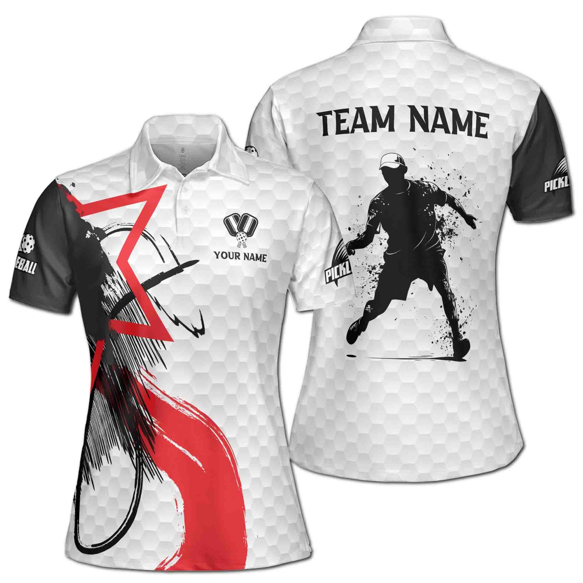 Personalized Name Team Silhouette Plays Pickleball Women's Polo Shirt