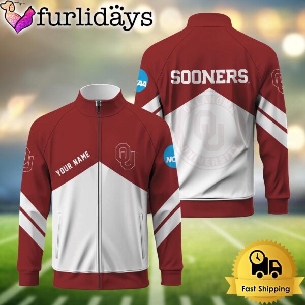 NCAA Oklahoma Sooners Logo Custom Standing Neck Zipper Jacket