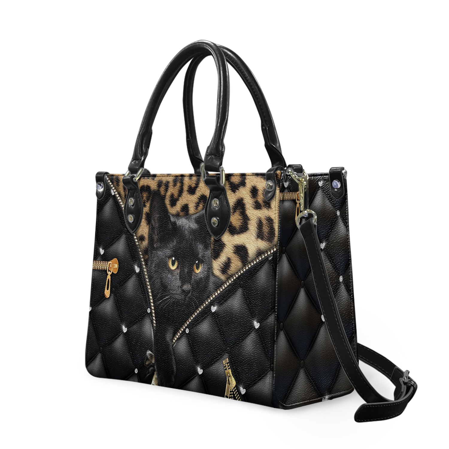 Cat Leather Handbag, Black Cat bag, Gift for Cat Lovers, Cat Mom, Cat Leather Bag ,Women Leather bag