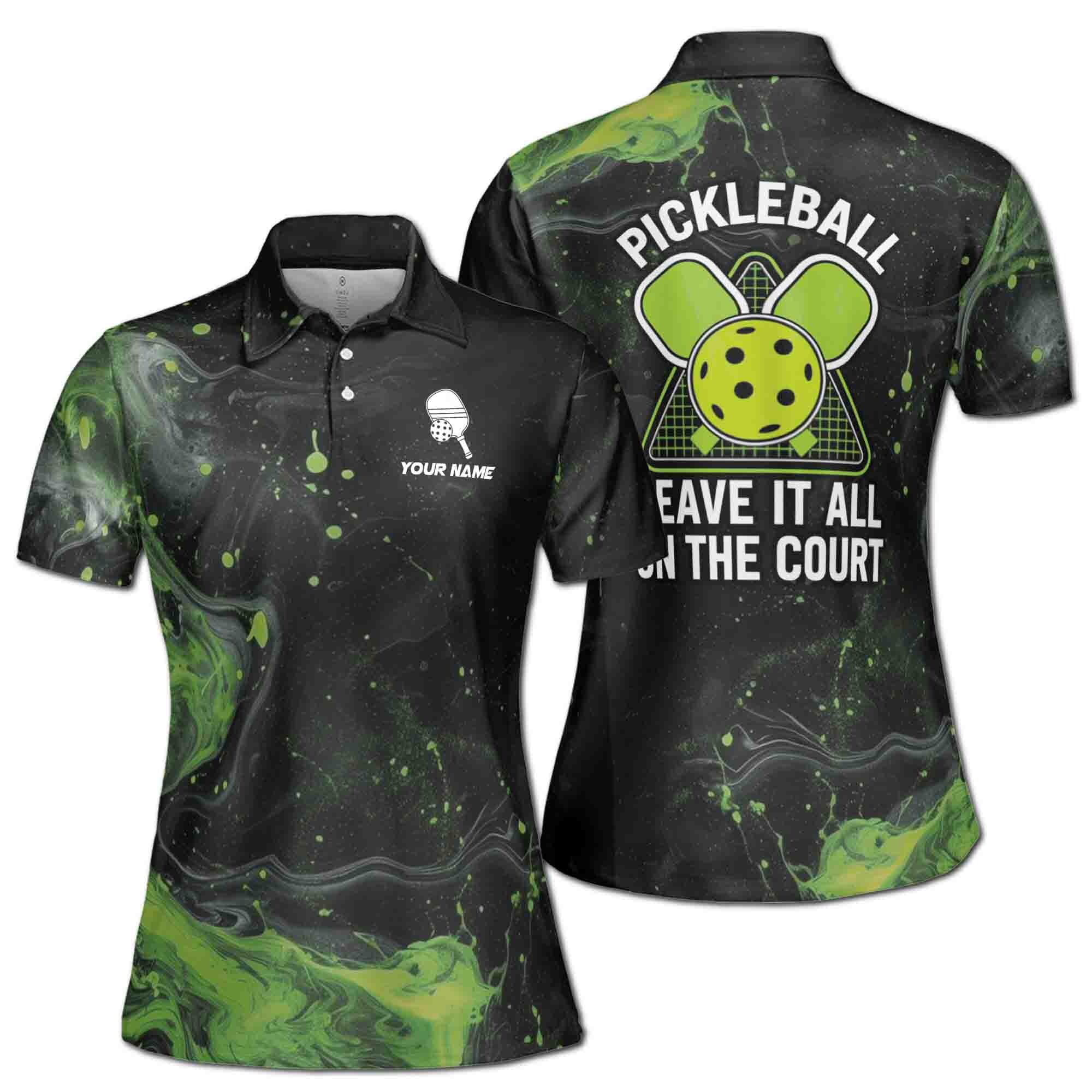 Custom Name Leave It All On The Court Pickleball Women's Polo Shirt
