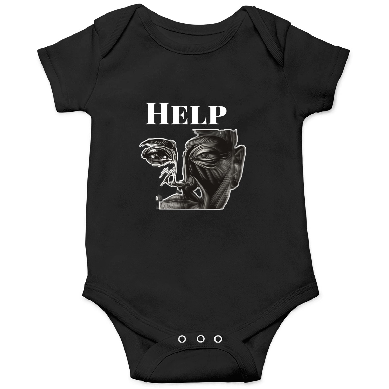 Face's reaction. #2 "Help" Onesies
