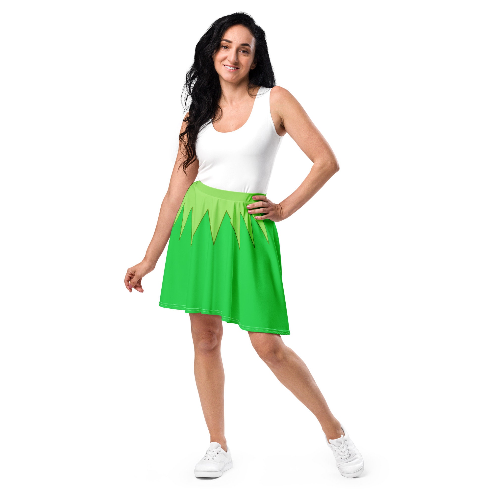 Green Frog Puppet Skater Skirt