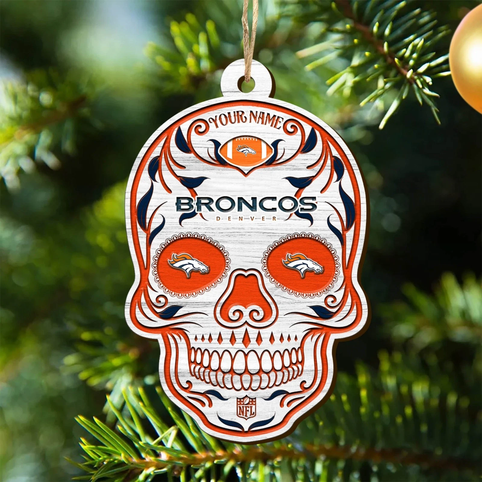 Personalized Denver Football Team Broncos Christmas Ornament Gift Decor
