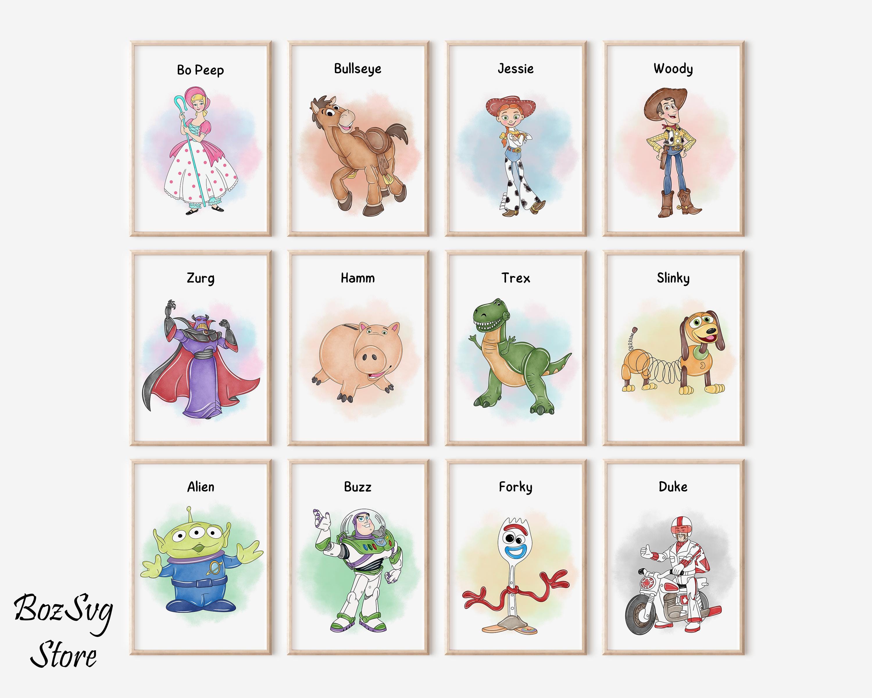 Toy Story Characters Wall Art, Toy Story Decor, Watercolor Toy Story Poster, Nursery Wall Art, Kids Room Decor
