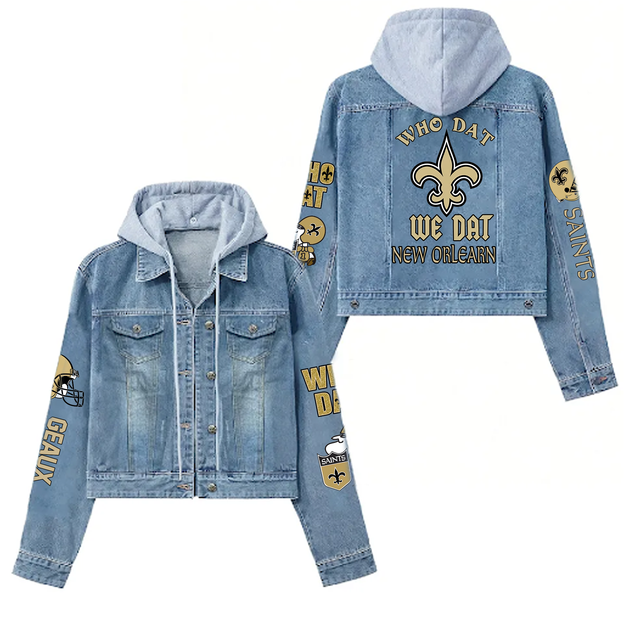 New Orleans Saints Who Dat We Dat Hooded Denim Jacket