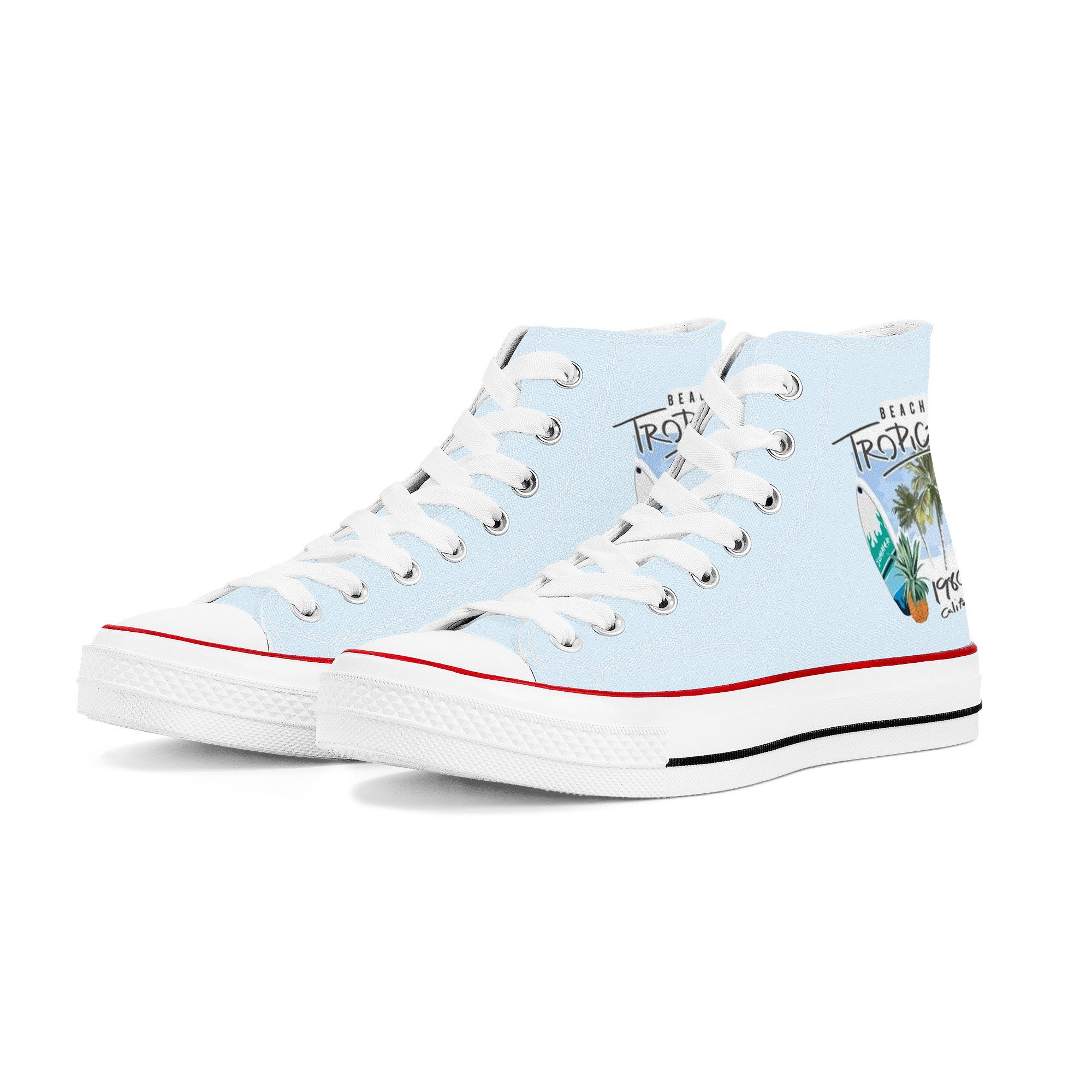 Tropical Beach Sneakers Surfboard High Top Sneakers