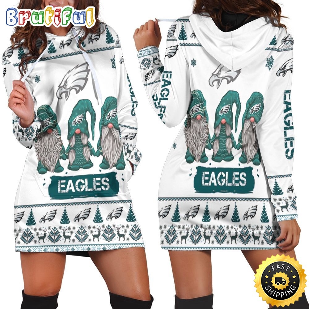 Philadelphia Eagles Hoodie Dress Gnomes All Over Print Hoodie Women